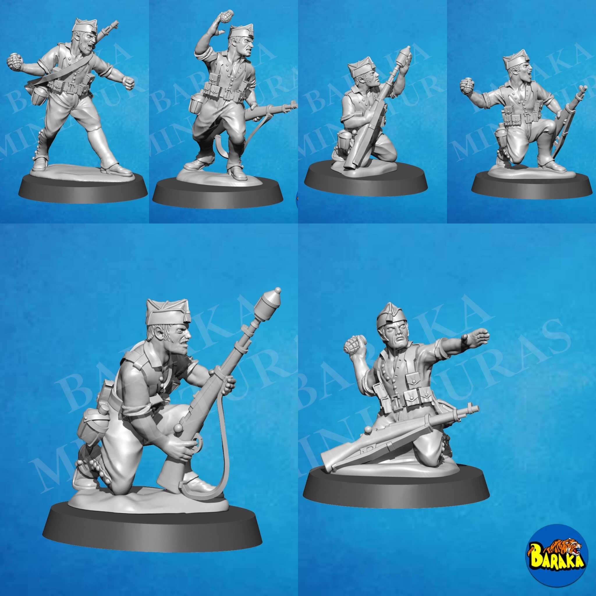 Miniaturas de legionarios lanzando granadas