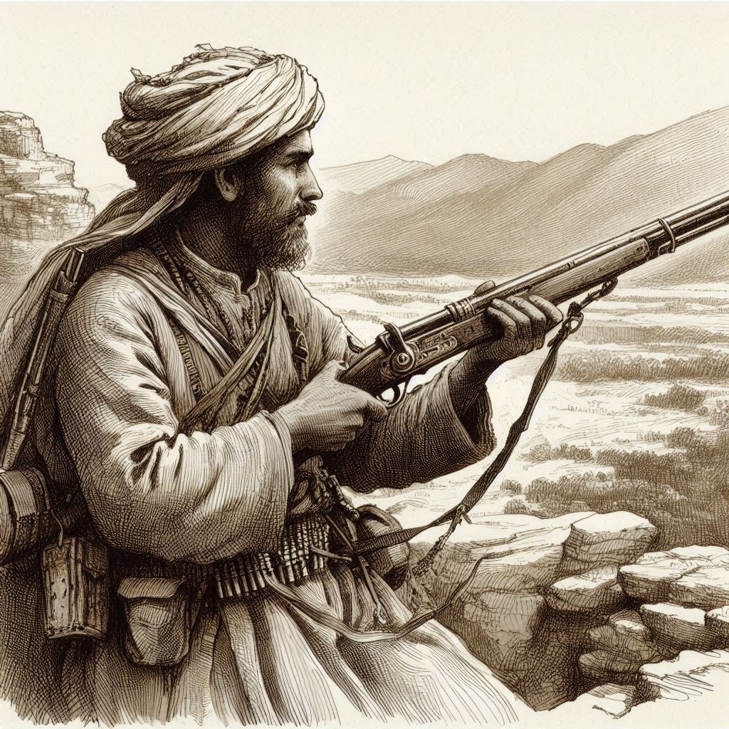 rifeño con un rifle apuntando