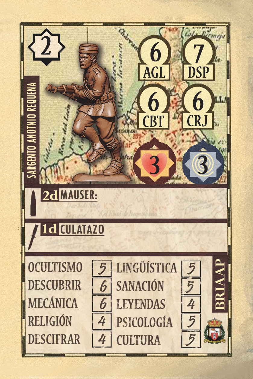 carta de Personaje del juego Baraka Pulp del Sargento Antonio Requena