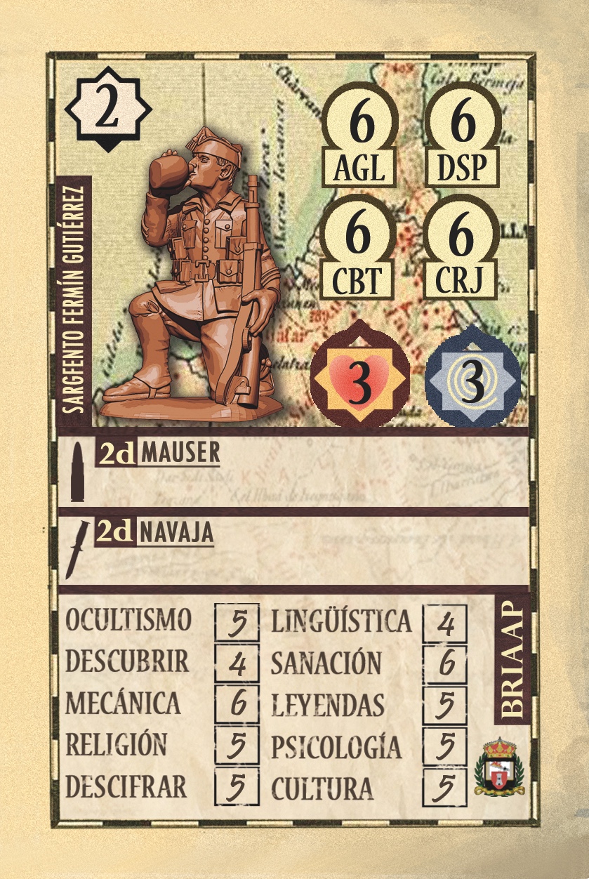 carta de Personaje del juego Baraka Pulp del Sargento Fermín Gutiérrez