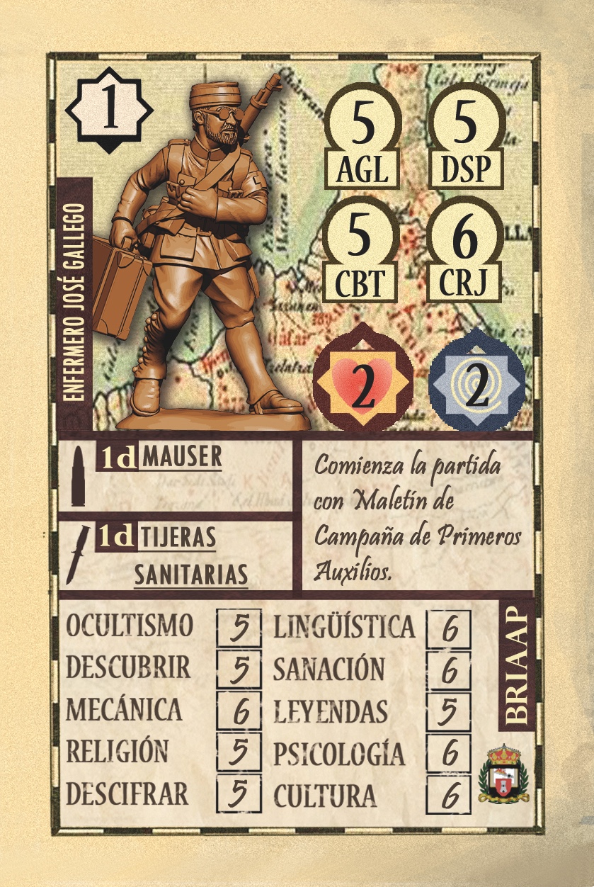 carta de Personaje del juego Baraka Pulp del Enfermero José Gallego