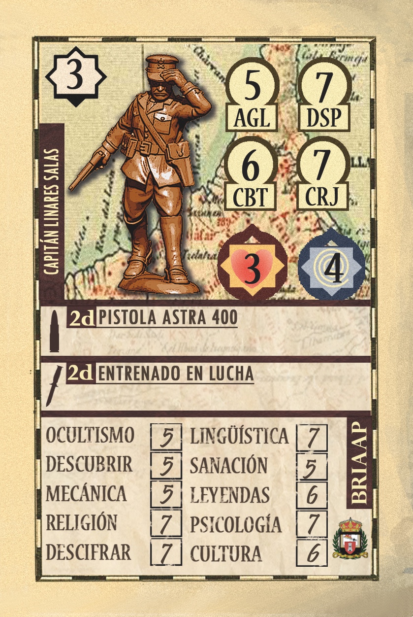 carta de Personaje del juego Baraka Pulp del Capitán Linares Salas